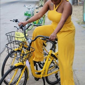 MUSTARD YELLOW PLEATED JUMPSUIT